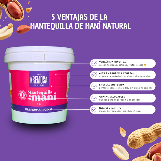 Mantequilla de Maní Natural 1 Kilo - Sin Azúcar Añadida