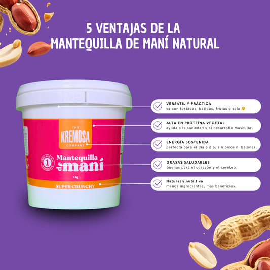 Mantequilla de Maní Crunchy 1 Kilo - Sin Azúcar Añadida