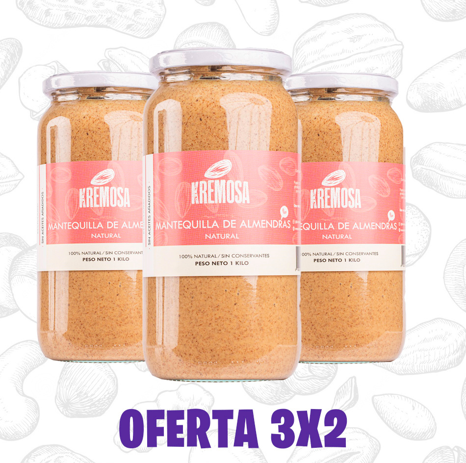 Pack Mantequilla de Almendra Natural Formato Kilo - Sin Azúcar Añadida + Envío Gratis