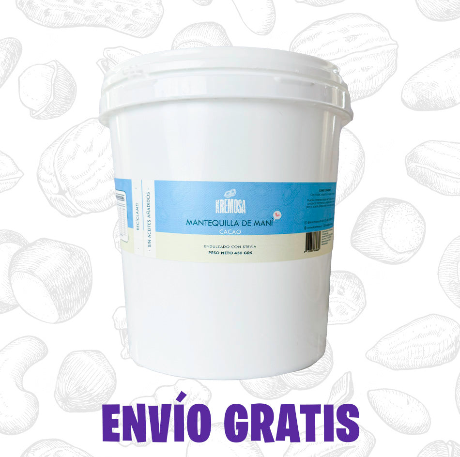 Balde Familiar 3.5 Kg Mantequilla de Maní Cacao 100% Natural + Envío Gratis