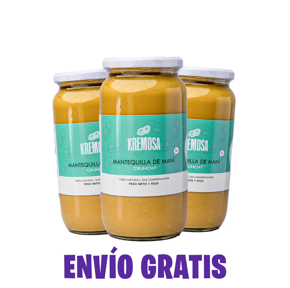 Pack Navideña Mantequilla de Maní Crunchy 3x2 Formato Kilo + Regalo + ENVIO GRATIS