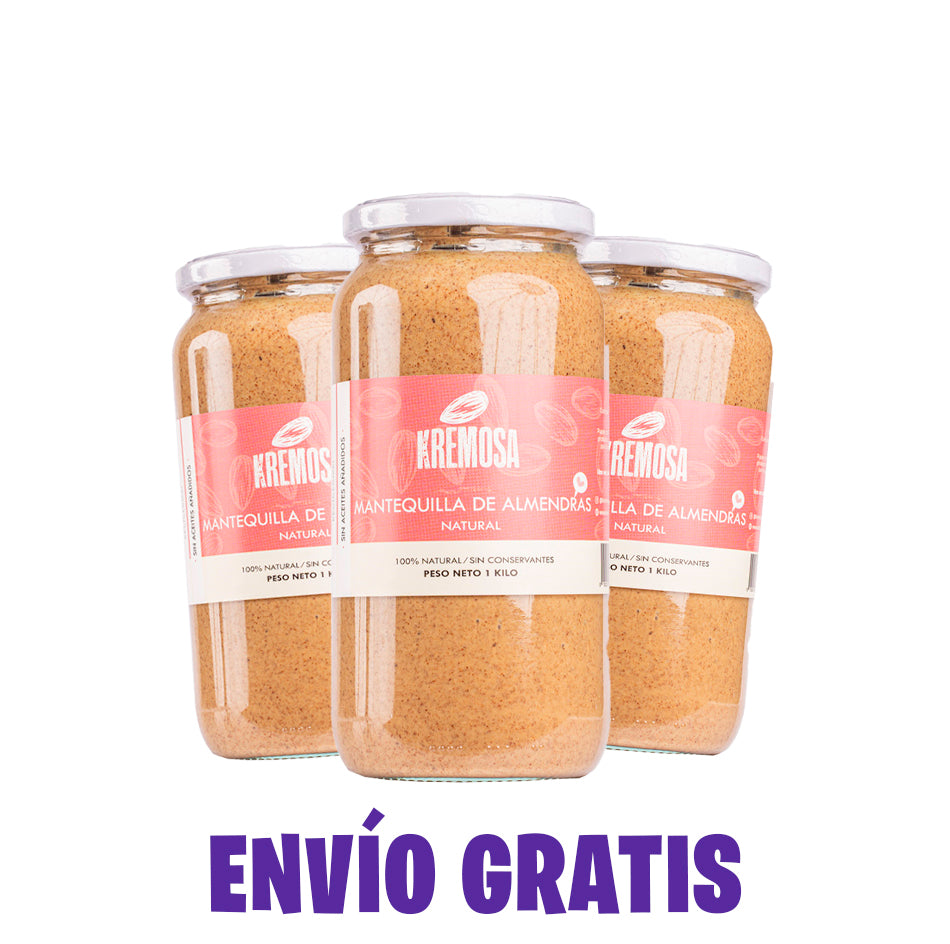 PACK Mantequilla De Almendra Natural 1 kilo - Sin Azúcar Añadida + Envío Gratis