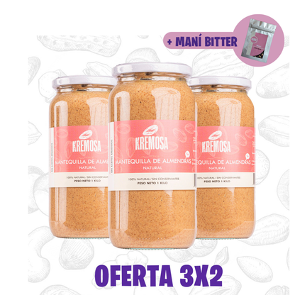 Pack 3x2 Mantequilla de Almendra Natural 100% Natural + Regalo + ENVIO GRATIS