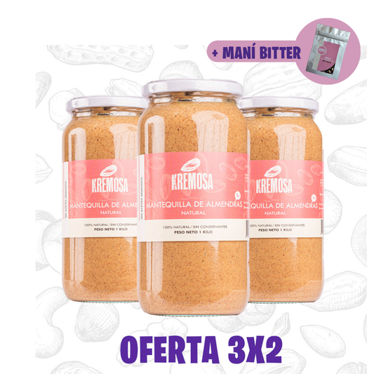 Pack 3x2 Mantequilla de Almendra Natural 100% Natural + Regalo + ENVIO GRATIS