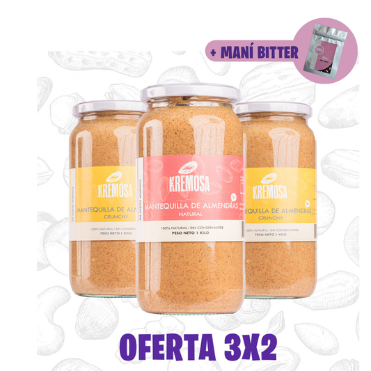 Pack 3x2 Mantequilla de Almendra 100% Natural + Regalo + ENVIO GRATIS