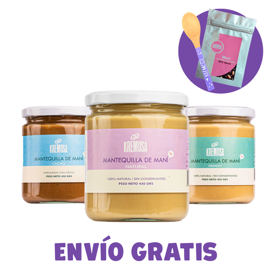 Trío Keto Mantequilla de Maní 450 Grs - Sin Azúcar Añadida + 1 Cuchara + 1 Maní Bitter + ENVÍO GRATIS + 1 Recetario Digital