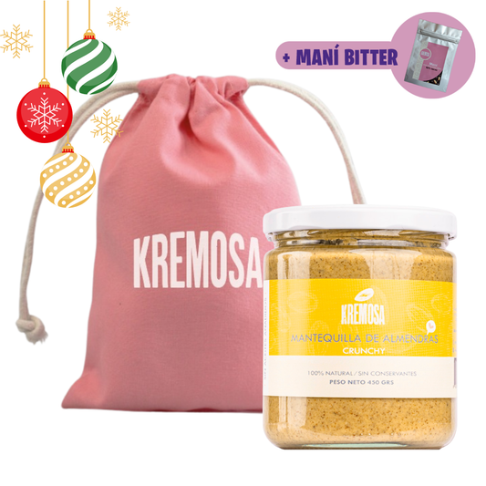 Mantequilla de Almendra Crunchy 450 Grs + Bolsita Navideña + Regalo Chocolate Bitter (Copia)