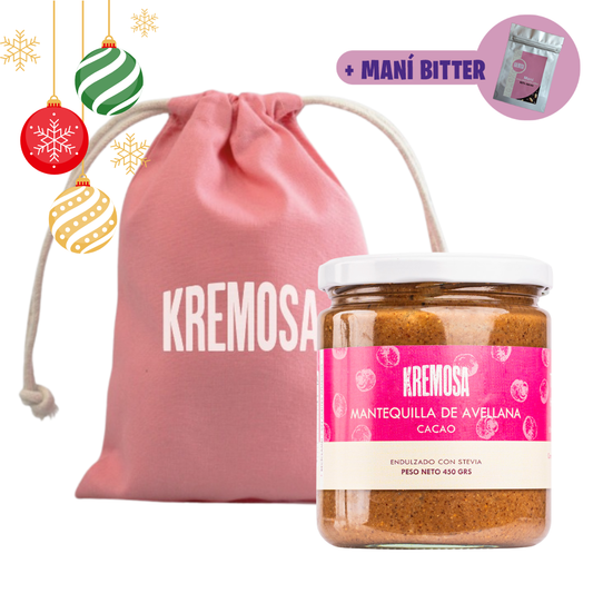 Mantequilla de Avellana Cacao 450 Grs + Bolsita Navideña + Regalo Chocolate Bitter