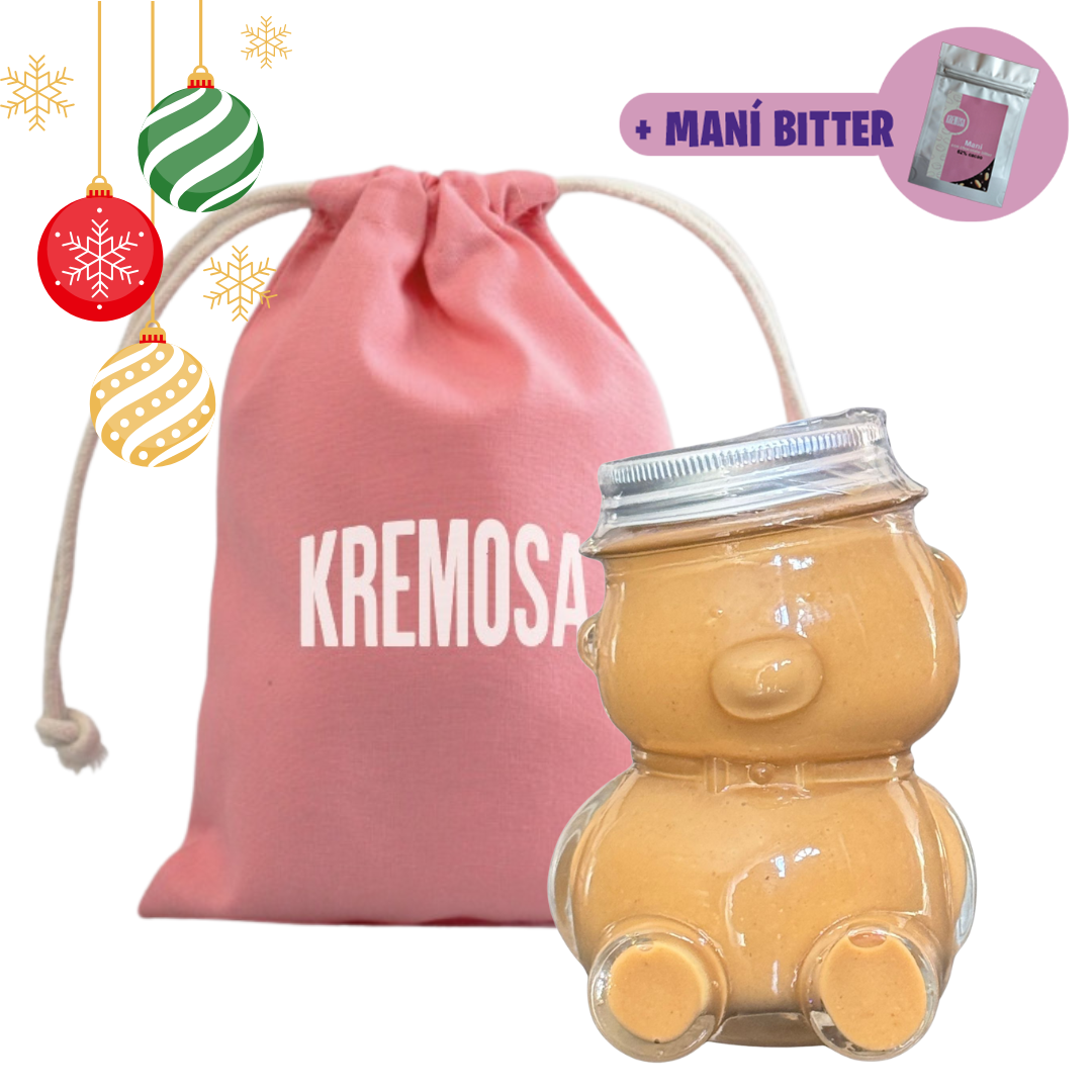 KremOSO Maní Natural 450 Grs + Bolsita Navideña + Regalo Chocolate Bitter