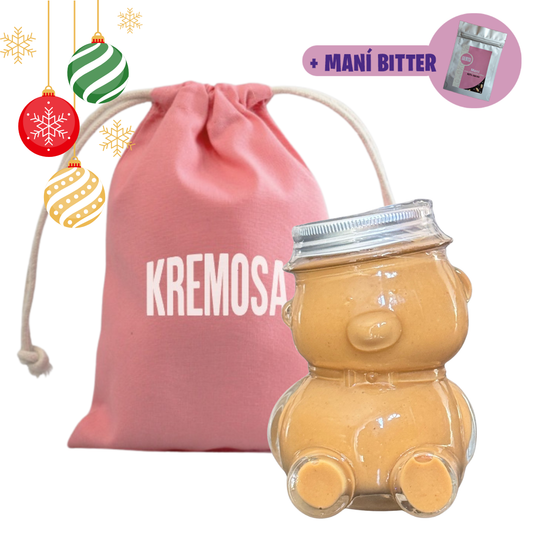KremOSO Maní Natural 450 Grs + Bolsita Navideña + Regalo Chocolate Bitter