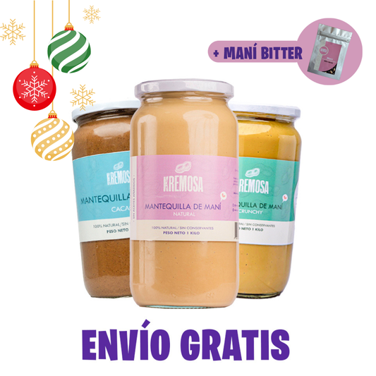 Power Pack Mantequilla de Maní Navideña Formato Kilo + Regalo + ENVÍO GRATIS