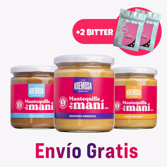 Trío Keto Mantequilla de Maní 450 Grs - Sin Azúcar Añadida + 2 Maní Bitter + ENVÍO GRATIS + 1 Recetario Digital