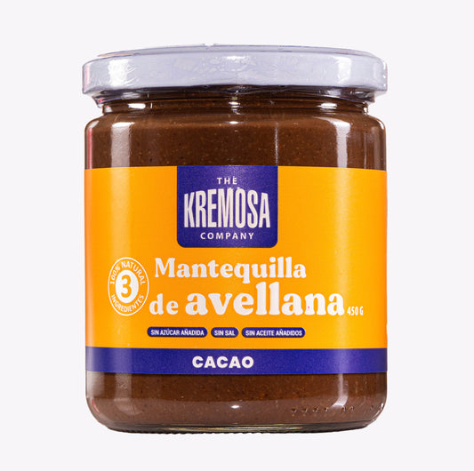 Mantequilla de Avellana Europea Kremosa® - Cacao 450 Grs PREMIUM - Sin Azúcar Añadida