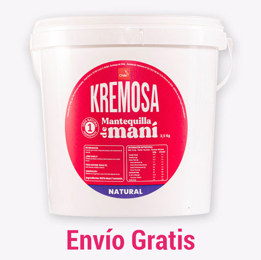 Balde Mantequilla de Maní Kremosa® - Natural 3,5 Kg - Sin Azúcar Añadida - Envío Gratis.