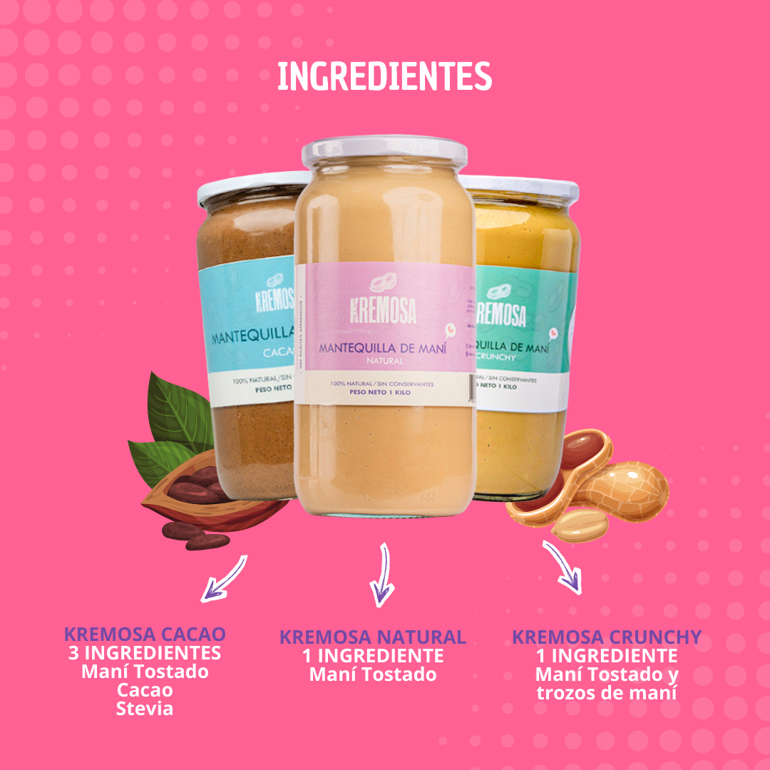 Trio Keto Mantequilla de Maní Kilo (Natural, Crunchy y Cacao) Sin Azúcar +ENVÍO GRATIS