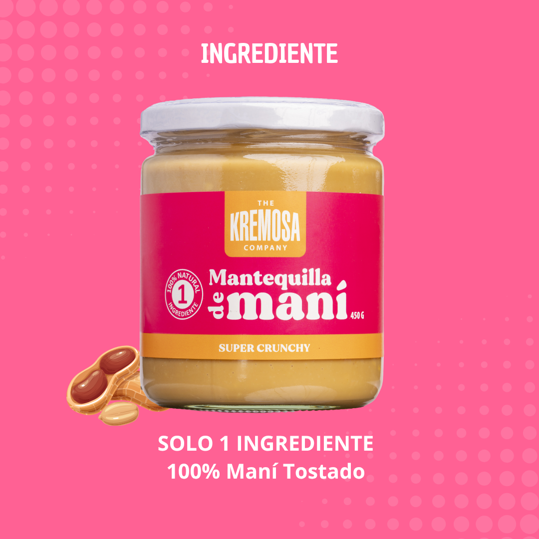 Mantequilla de Maní Crunchy 450 Grs - Sin Azúcar Añadida