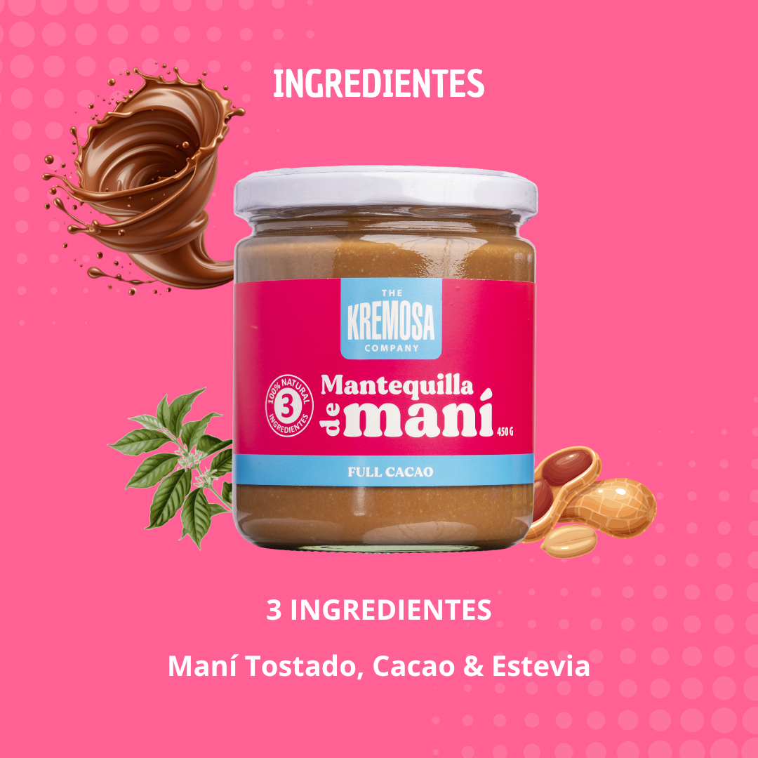 Mantequilla de Maní Cacao PREMIUM 450 Grs - Sin Azúcar Añadida