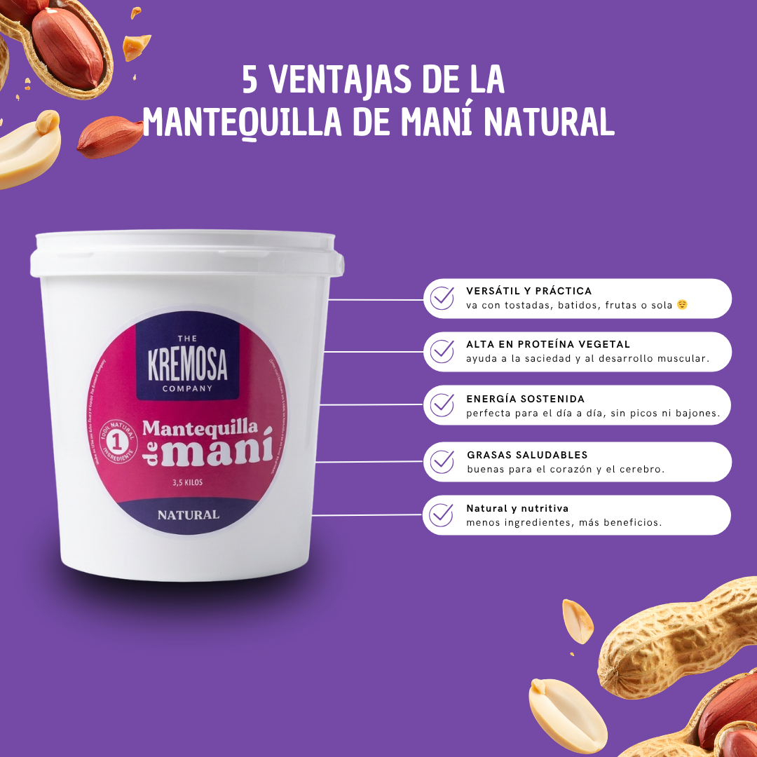 Balde 3.5 Kg Mantequilla de Maní Natural 100% Natural - Sin Azúcar Añadida + ENVíO GRATIS