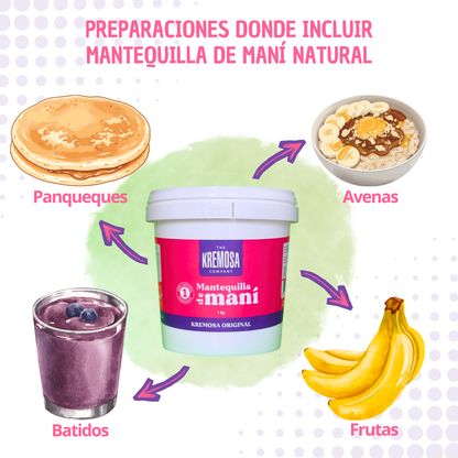 Pack Mantequilla de Maní Natural 3 Kilos -Sin Azúcar Añadida + Envío Gratis