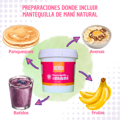 Mantequilla de Maní Crunchy 1 Kilo - Sin Azúcar Añadida