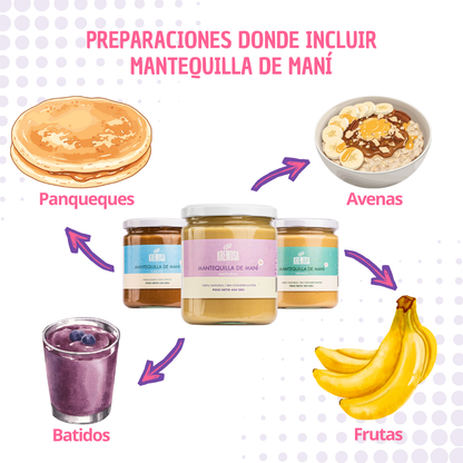 Trío Keto Mantequilla de Maní 450 Grs - Sin Azúcar Añadida + 1 Cuchara + 1 Maní Bitter + ENVÍO GRATIS + 1 Recetario Digital