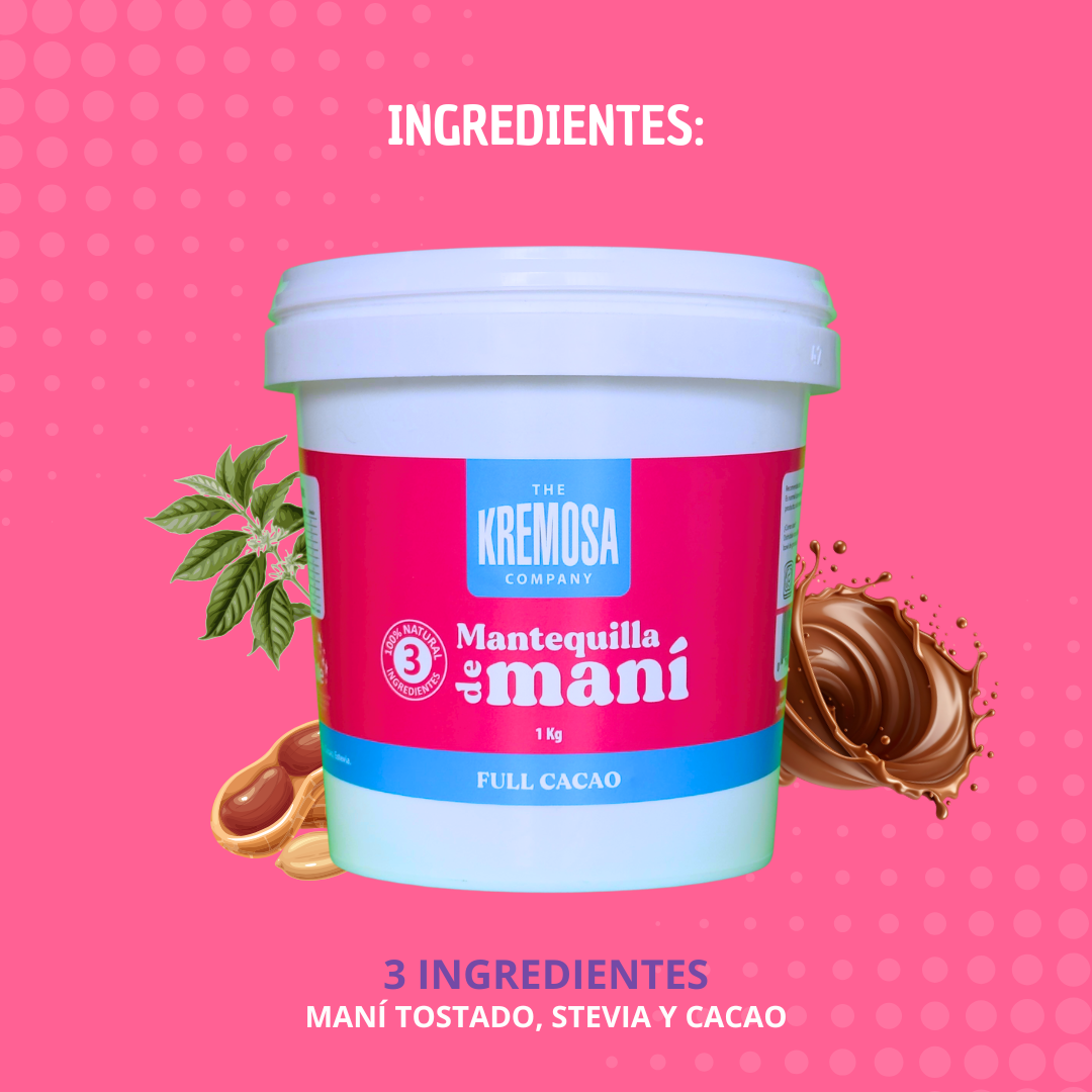 Mantequilla de Maní Cacao PREMIUM 1 Kilo - Sin Azúcar Añadida