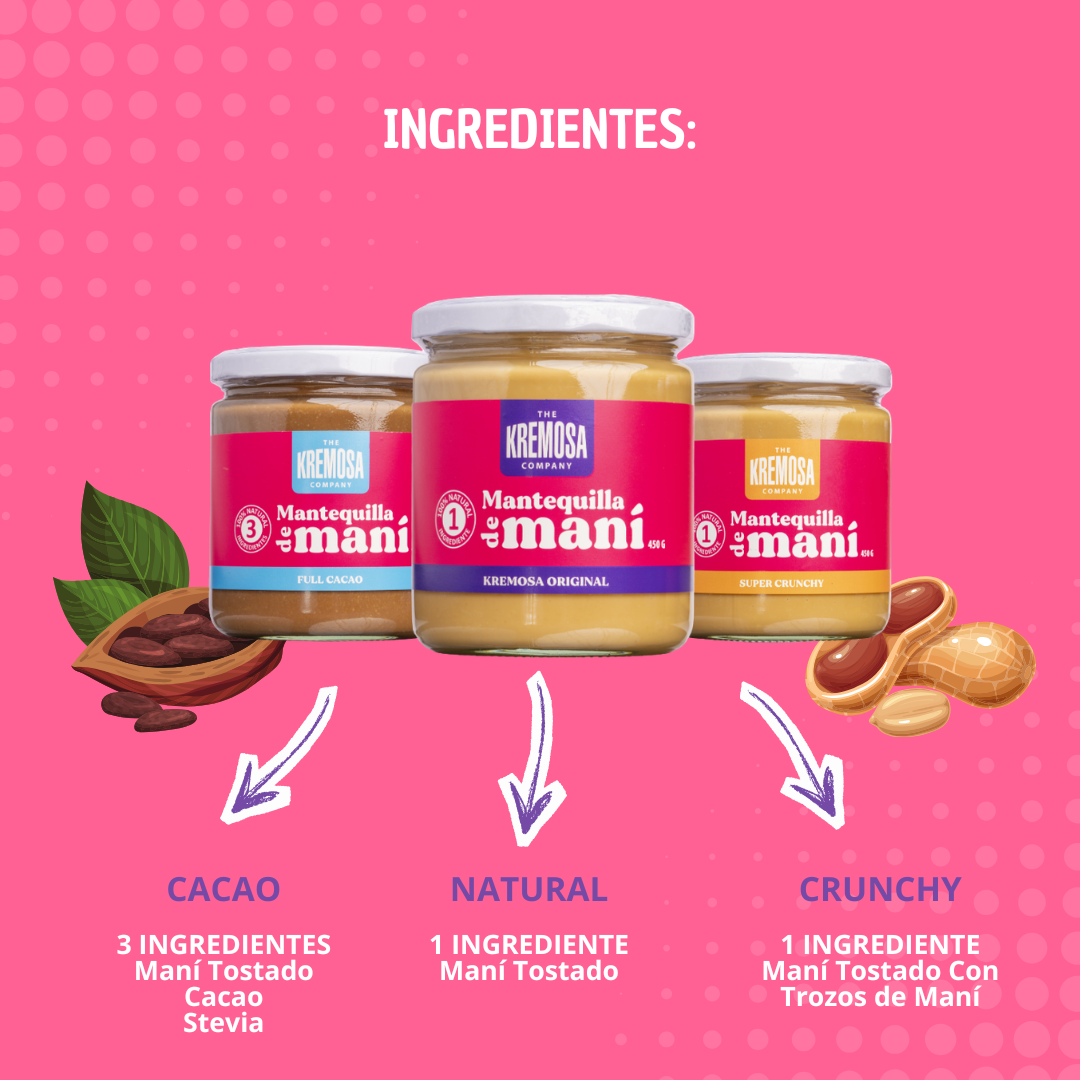 Trío Keto Mantequilla de Maní 450 Grs - Sin Azúcar Añadida + 2 Maní Bitter + ENVÍO GRATIS + 1 Recetario Digital