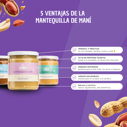 Trío Keto Mantequilla de Maní 450 Grs - Sin Azúcar Añadida + 1 Cuchara + 1 Maní Bitter + ENVÍO GRATIS + 1 Recetario Digital