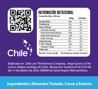 Mantequilla de Almendras Cacao PREMIUM- 450 Grs