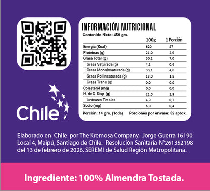 Mantequilla de Almendras Natural 450 - Sin Azúcar Añadida