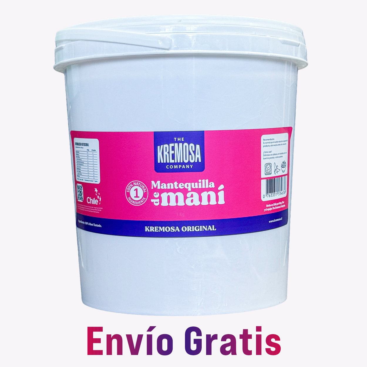 Balde Mantequilla de Maní Natural 3.5 Kg 100% Natural - Sin Azúcar Añadida + ENVíO GRATIS