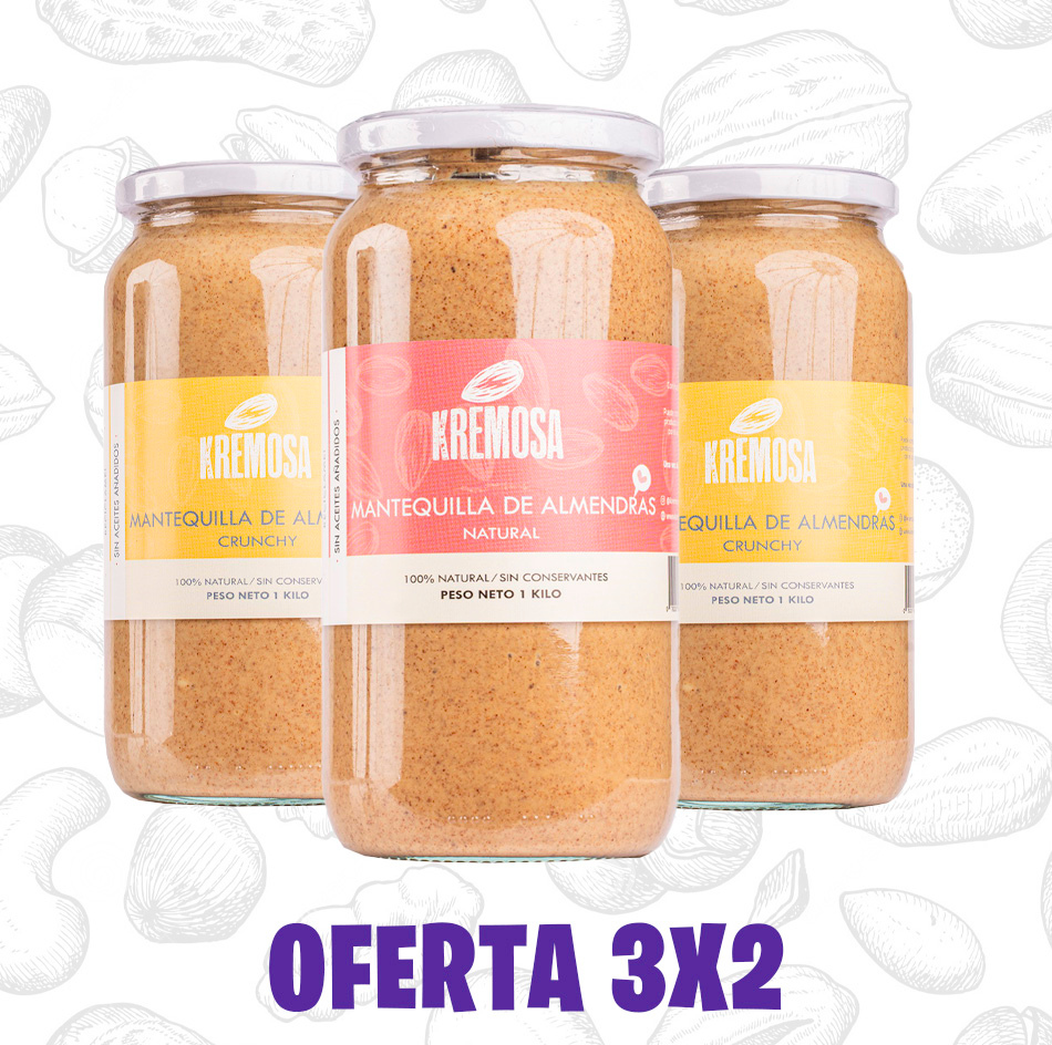 Pack Mantequilla de Almendra Variedad Formato Kilo - Sin Azúcar Añadida + Envío Gratis