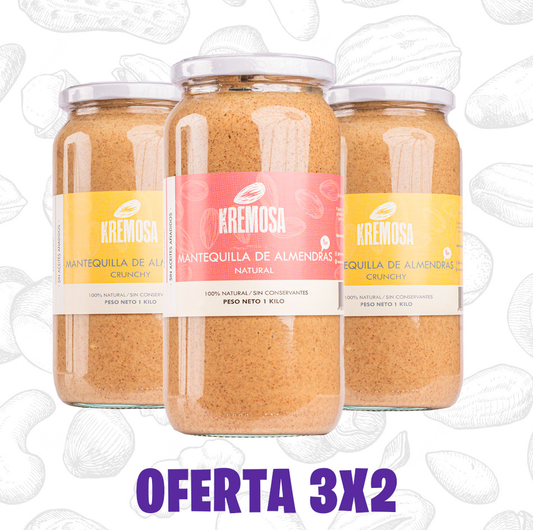 Pack Mantequilla de Almendra Variedad Formato Kilo - Sin Azúcar Añadida + Envío Gratis
