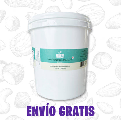 Balde Familiar 3.5 Kg Mantequilla de Maní Crunchy 100% Natural + Envío Gratis
