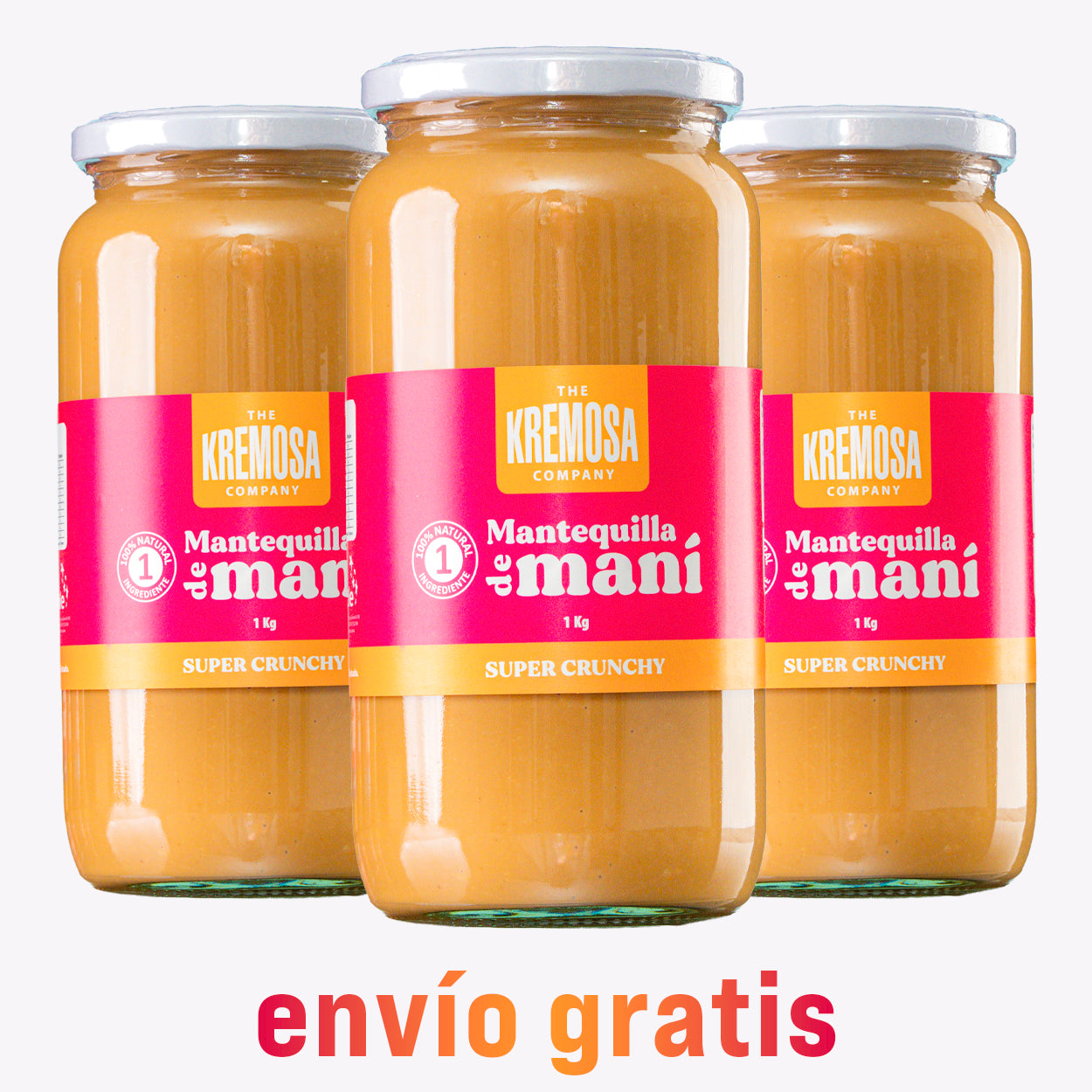 Pack Mantequilla de Maní Crunchy  - Formato Kilo - Sin Azúcar Añadida + Envío Gratis