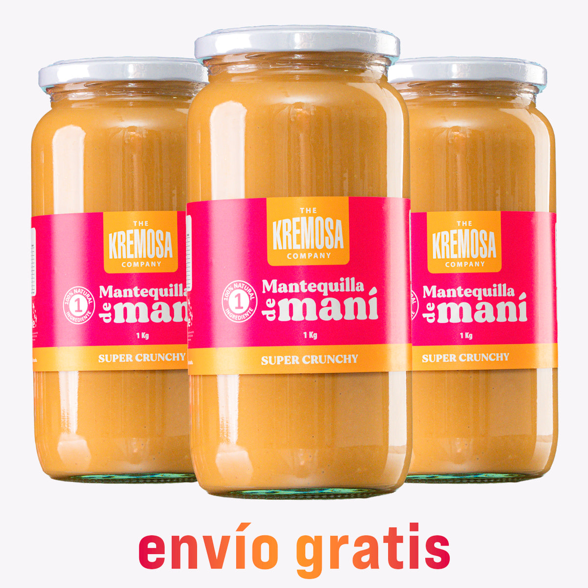 Pack Trío Mantequilla de Maní Crunchy 3 Kilos - Sin Azúcar Añadida + Envío Gratis.