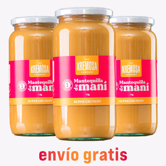 Pack Mantequilla de Maní Crunchy  - Formato Kilo - Sin Azúcar Añadida + Envío Gratis