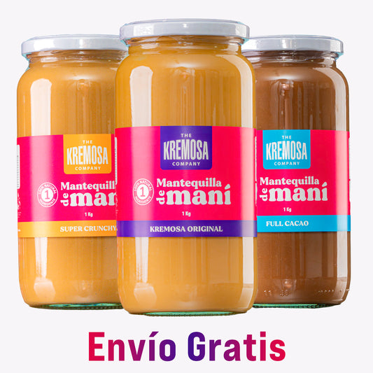 Trio Keto Mantequilla de Maní Kilo (Natural, Crunchy y Cacao) Sin Azúcar +ENVÍO GRATIS