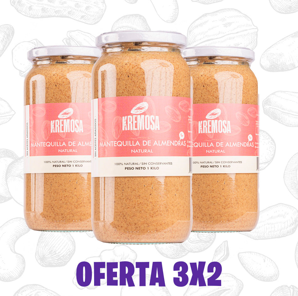 Pack 3x2 Mantequilla de Almendra Natural 100% Natural + Envío Gratis