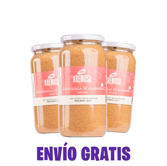PACK Mantequilla De Almendra Natural 1 kilo - Sin Azúcar Añadida + Envío Gratis