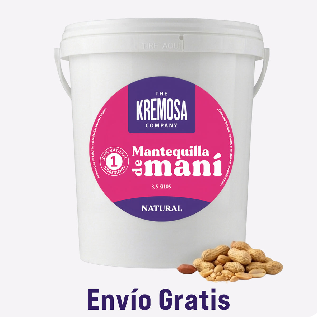 Balde 3.5 Kg Mantequilla de Maní Natural 100% Natural - Sin Azúcar Añadida + ENVíO GRATIS