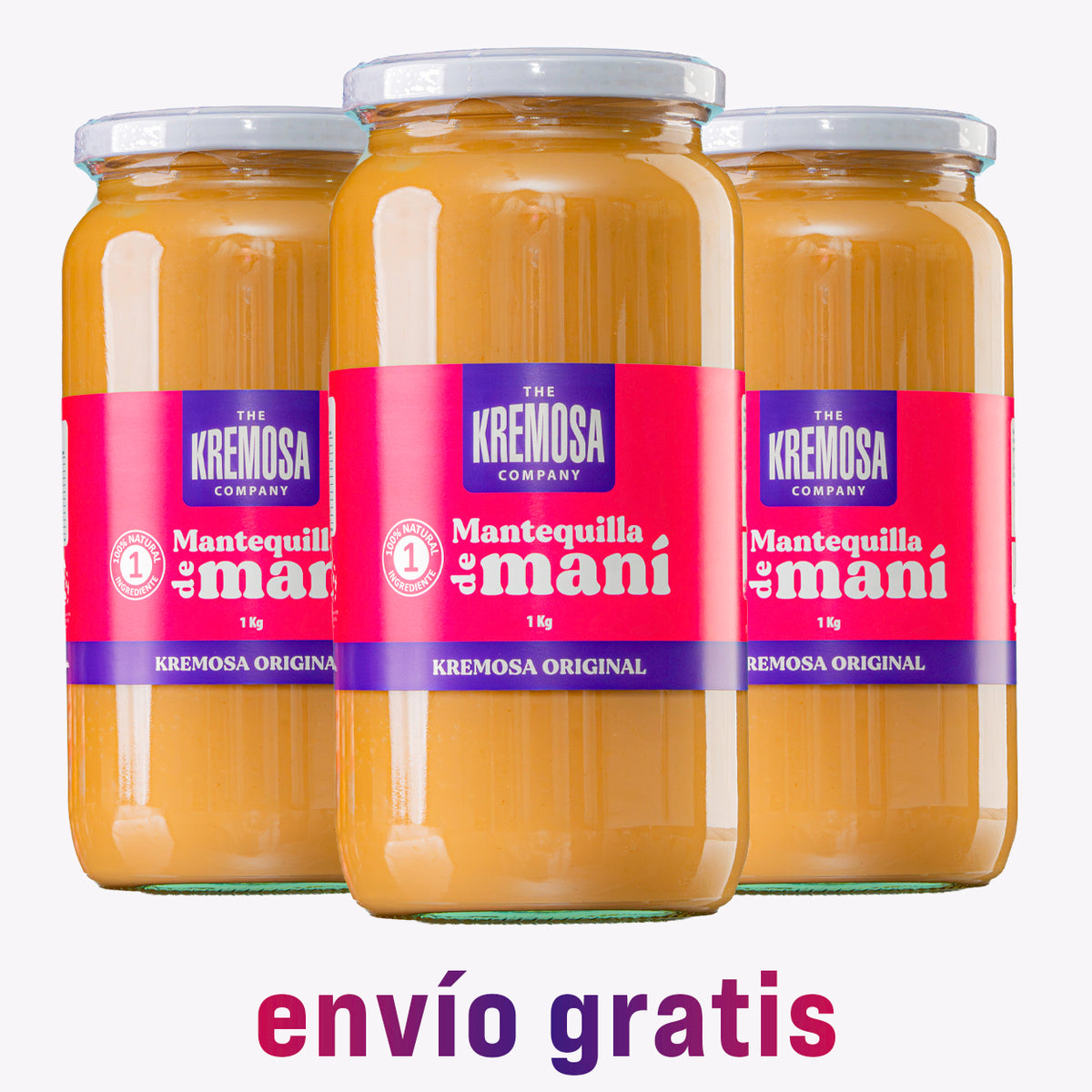 Pack Trío Mantequilla de Maní Natural 3 Kilos - Sin Azúcar Añadida + Envío Gratis.