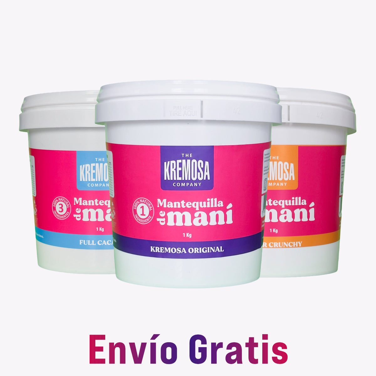 Pack Balde Trío Mantequilla de Maní -3 Kilos - Sin Azúcar Añadida + Envío Gratis